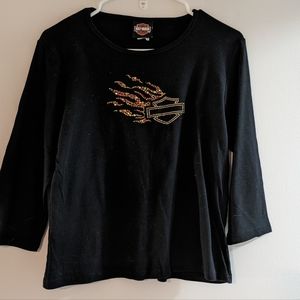 HARLEY DAVIDSON - Vintage 90's Y2K 3/4 Sleeve Tee